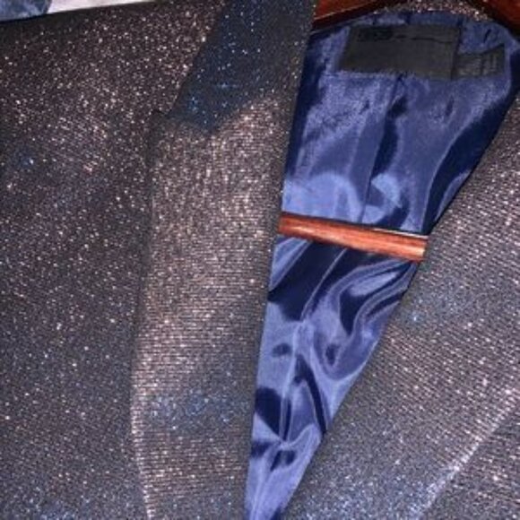 ASOS DESIGN BLACK GLITTER VELVET BLAZER SIZE 38L - Picture 6 of 7